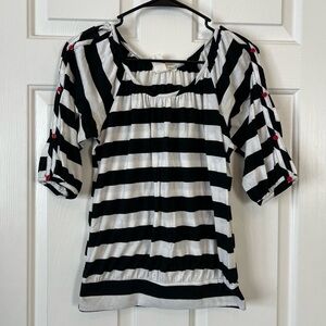 A’GACI stripped red button sleeve top size S